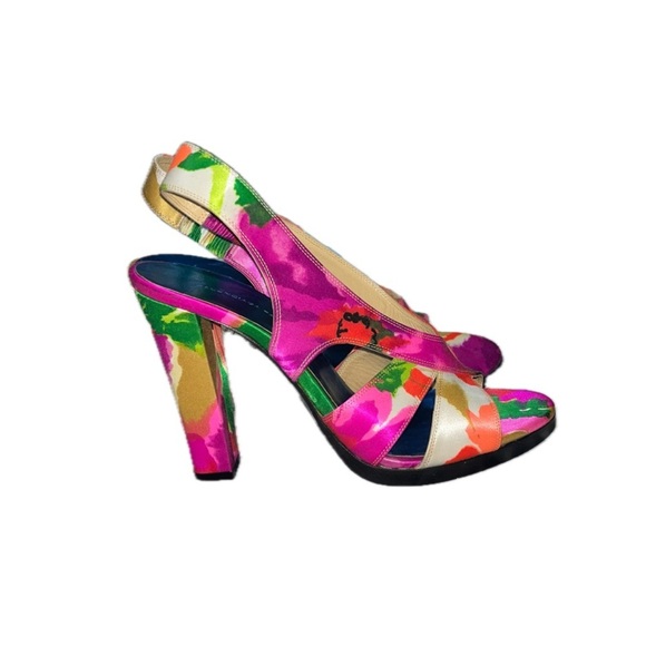 Balenciaga Paris Multicolor Satin Slingback OpenToe Sandals EU39.5 US9 - Picture 13 of 13